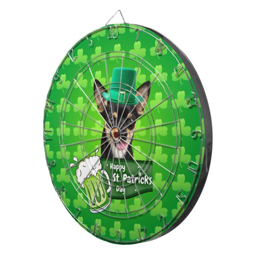 Chihuahua Puppy Dog St. Patrick's Day Groene Klave Dartbord (Voorkant Rechts)
