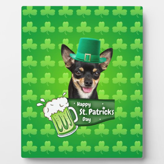 Chihuahua Puppy Dog St. Patrick's Day Groene Klave Fotoplaat (Voorkant)