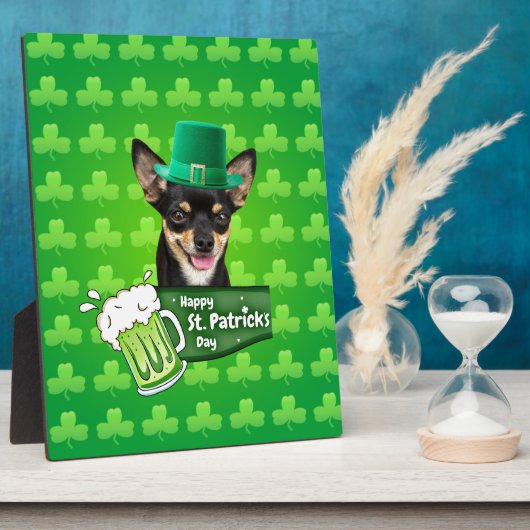 Chihuahua Puppy Dog St. Patrick's Day Groene Klave Fotoplaat (Zijkant)