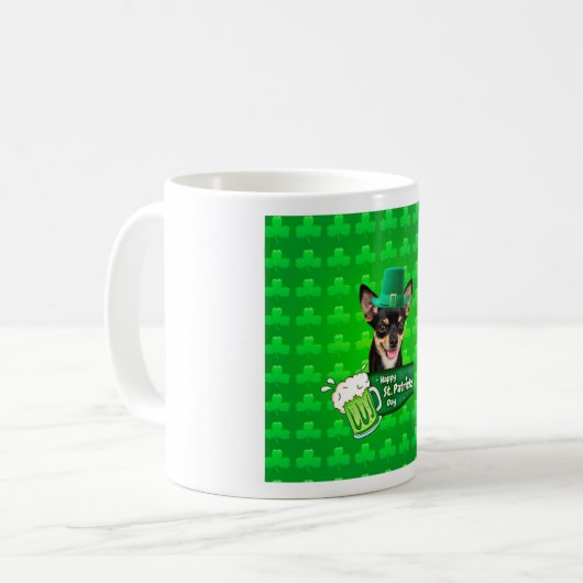 Chihuahua Puppy Dog St. Patrick's Day Groene Klave Koffiemok (Voorkant links)