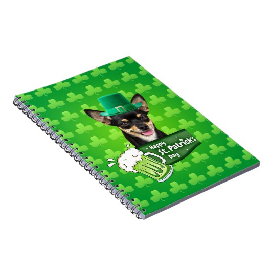 Chihuahua Puppy Dog St. Patrick's Day Groene Klave Notitieboek (Rechterzijde)