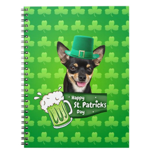 Chihuahua Puppy Dog St. Patrick's Day Groene Klave Notitieboek (Voorkant)