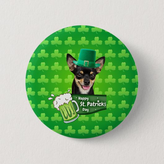 Chihuahua Puppy Dog St. Patrick's Day Groene Klave Ronde Button 5,7 Cm (Voorkant)