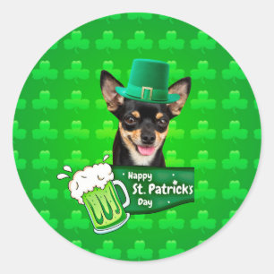 Chihuahua Puppy Dog St. Patrick's Day Groene Klave Ronde Sticker