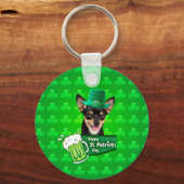 Chihuahua Puppy Dog St. Patrick's Day Groene Klave Sleutelhanger (Voorkant)