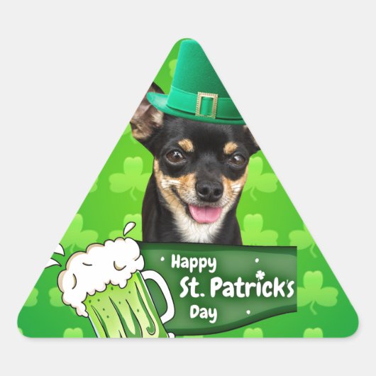 Chihuahua Puppy Dog St. Patrick's Day Groene Klave Sticker (Voorkant)
