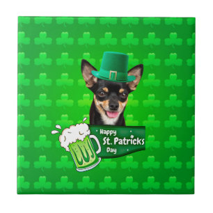 Chihuahua Puppy Dog St. Patrick's Day Groene Klave Tegeltje