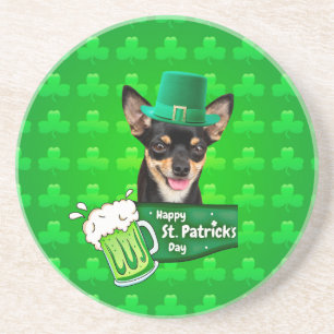 Chihuahua Puppy Dog St. Patrick's Day Groene Klave Zandsteen Onderzetter