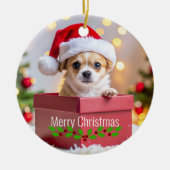 Chihuahua Puppy Dog's Christmas Keramisch Ornament (Voorkant)