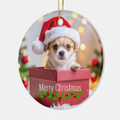 Chihuahua Puppy Dog's Christmas Keramisch Ornament (Links)