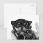 Chihuahua Puppy Hand geschilderd kunstwerk Briefkaart (Voorkant / Achterkant)
