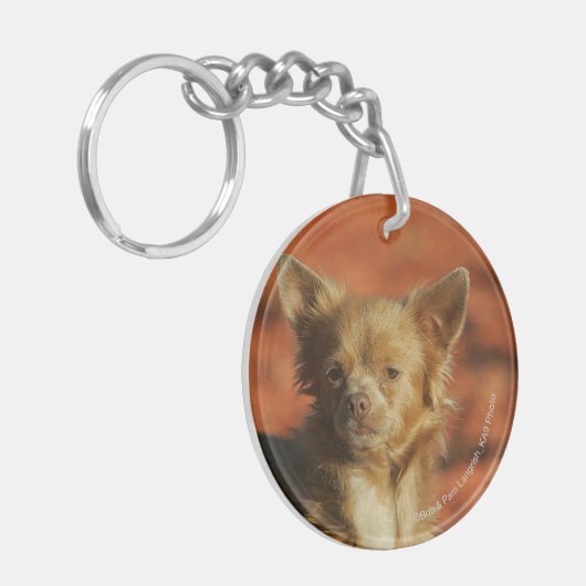 Chihuahua Puppy Headshot Sleutelhanger (Voorkant Links)