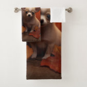 Chihuahua Puppy Herfst Delight Pompoen Bad Handdoek (Insitu)