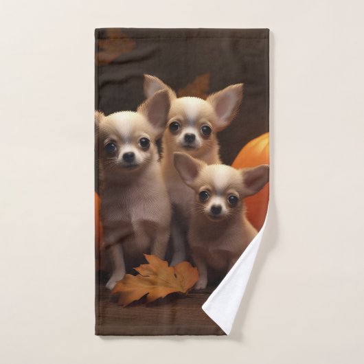Chihuahua Puppy Herfst Delight Pompoen Bad Handdoek (Handdoek)