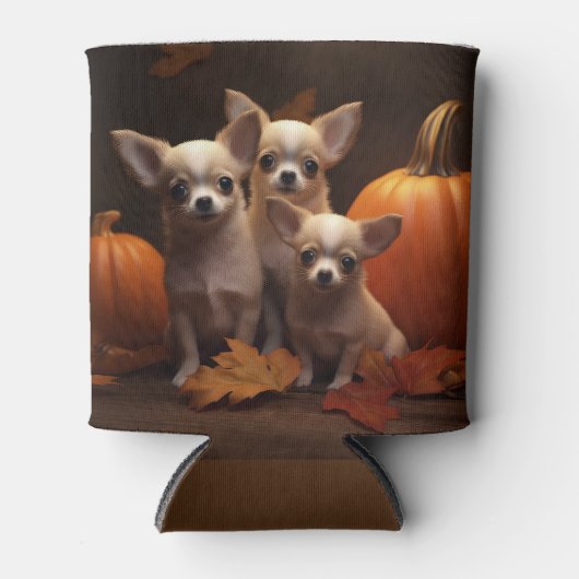 Chihuahua Puppy Herfst Delight Pompoen Blikjeskoeler (Voorkant)