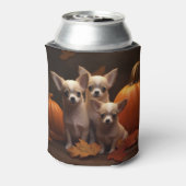 Chihuahua Puppy Herfst Delight Pompoen Blikjeskoeler (Blikje Achterkant)