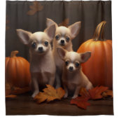 Chihuahua Puppy Herfst Delight Pompoen Douchegordijn (Voorkant)