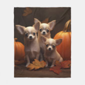 Chihuahua Puppy Herfst Delight Pompoen Fleece Deken (Voorkant)