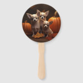 Chihuahua Puppy Herfst Delight Pompoen Handwaaier (Achterkant)