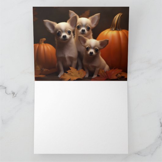 Chihuahua Puppy Herfst Delight Pompoen Kaart (Binnen)