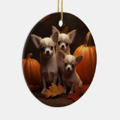 Chihuahua Puppy Herfst Delight Pompoen Keramisch Ornament (Rechts)