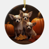 Chihuahua Puppy Herfst Delight Pompoen Keramisch Ornament (Voorkant)