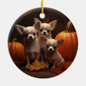 Chihuahua Puppy Herfst Delight Pompoen Keramisch Ornament (Achterkant)