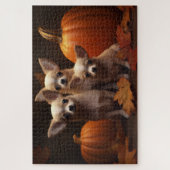 Chihuahua Puppy Herfst Delight Pompoen Legpuzzel (Verticaal)