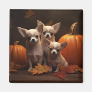 Chihuahua Puppy Herfst Delight Pompoen Magneet