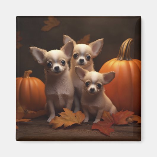 Chihuahua Puppy Herfst Delight Pompoen Magneet (Voorkant)