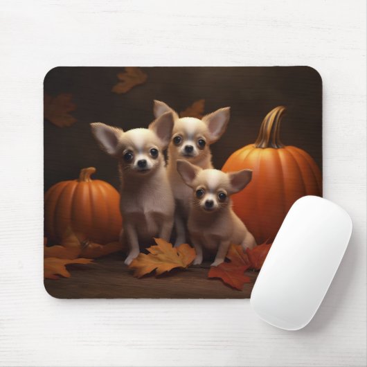 Chihuahua Puppy Herfst Delight Pompoen Muismat (Met muis)