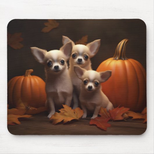 Chihuahua Puppy Herfst Delight Pompoen Muismat (Voorkant)
