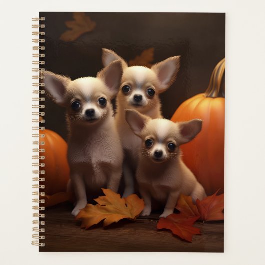 Chihuahua Puppy Herfst Delight Pompoen Planner (Voorkant)