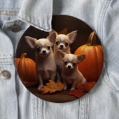 Chihuahua Puppy Herfst Delight Pompoen Ronde Button 6,0 Cm (In situ)
