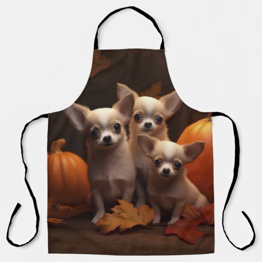 Chihuahua Puppy Herfst Delight Pompoen Schort (Voorkant)