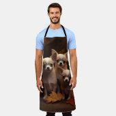 Chihuahua Puppy Herfst Delight Pompoen Schort (Gedragen)