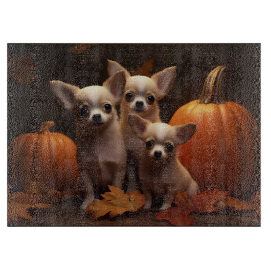 Chihuahua Puppy Herfst Delight Pompoen Snijplank (Voorkant)