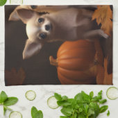 Chihuahua Puppy Herfst Delight Pompoen Theedoek (Gevouwen)