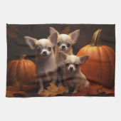 Chihuahua Puppy Herfst Delight Pompoen Theedoek (Horizontaal)