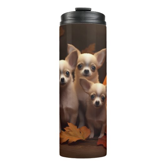 Chihuahua Puppy Herfst Delight Pompoen Thermosbeker (Voorkant)
