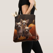 Chihuahua Puppy Herfst Delight Pompoen Tote Bag (Dichtbij)