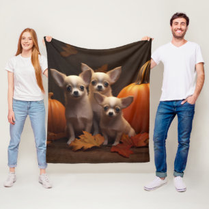 Chihuahua Puppy Herfst Plezier Pompoen Fleece Deken