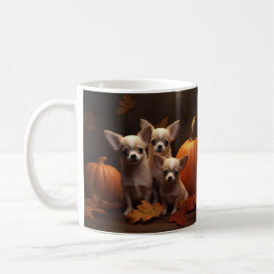 Chihuahua Puppy Herfst Plezier Pompoen Koffiemok