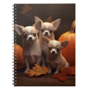 Chihuahua Puppy Herfst Plezier Pompoen Notitieboek