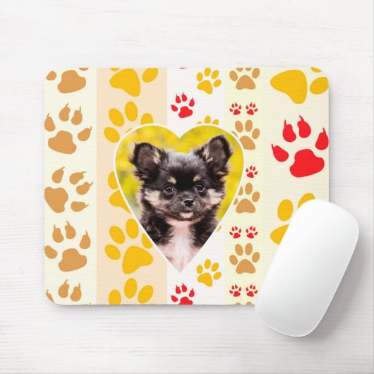 Chihuahua Puppy Hond Hart Poot Prints Mousepad Muismat (Met muis)