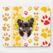 Chihuahua Puppy Hond Hart Poot Prints Mousepad Muismat (Voorkant)
