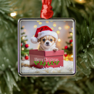 Chihuahua Puppy Hond Kerstmis Metalen Ornament
