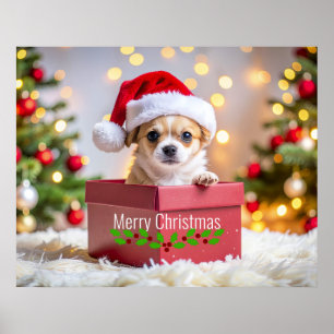Chihuahua Puppy Hond Kerstmis Poster