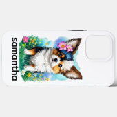 Chihuahua puppy hond met bloemen Case-Mate iPhone case (Achterkant (horizontaal))