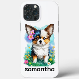 Chihuahua puppy hond met bloemen Case-Mate iPhone case
